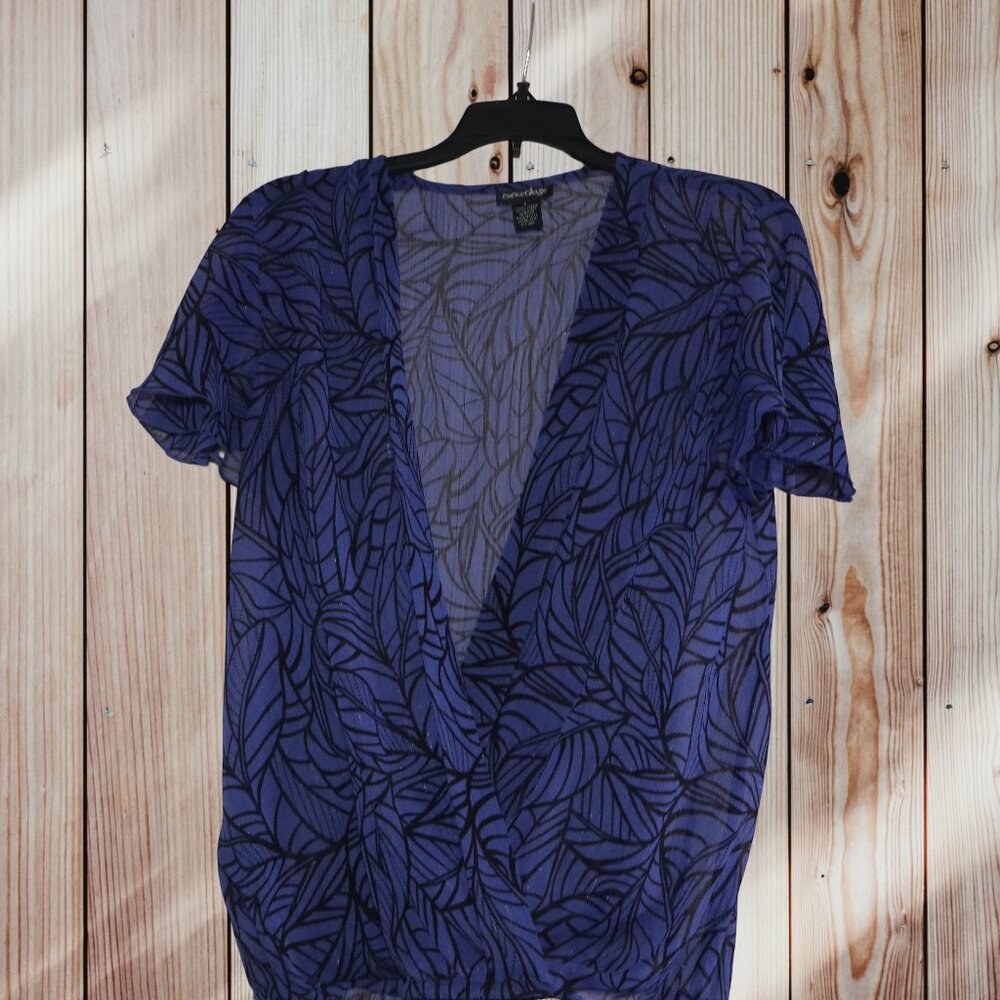 Coco & Chase, Purple, black sheer blouse, Large